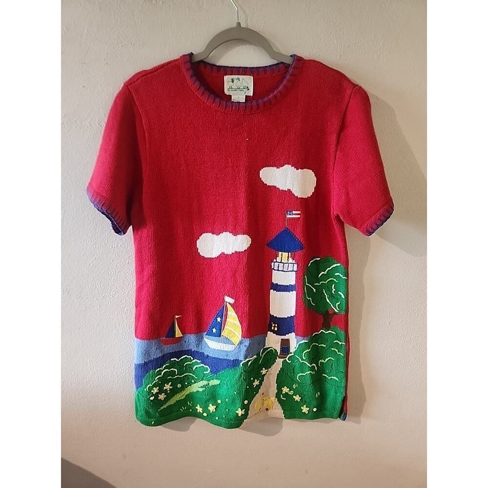 Vintage Quacker Factory Lighthouse Duck Short Sleeve Tunic Sweater Small Capris